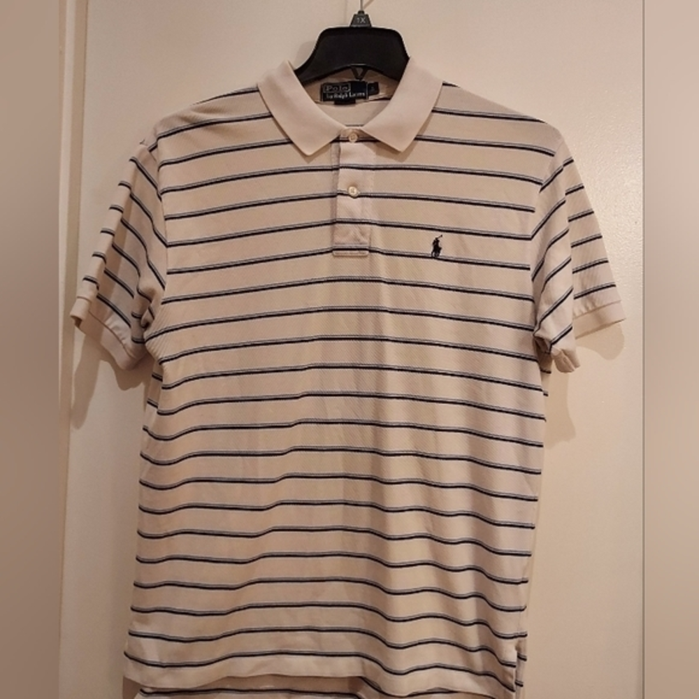 Polo Ralph Lauren Men's‎ Striped Blue & White Shirt Men's Short Sleeve Large